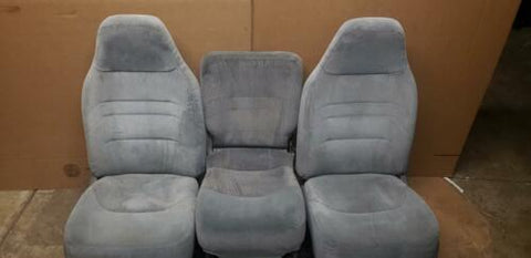 88 - 96 FORD F150 F250 F350 FRONT GRAY CLOTH MANUAL SEATS CENTER CONSOLE JUMP SEAT OEM