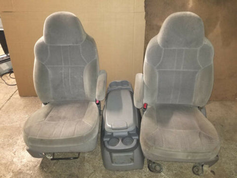 99 -07 Ford F250 F350 SUPERDUTY GRAY FRONT POWER MANUAL CLOTH SEAT SEATS CONSOLE