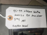 1995 - 1999 Nissan Sentra 200 SX Right Sun Visor Gray w/Broken Bezel OEM