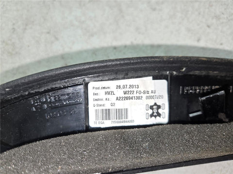 18-20 Mercedes S560 W222 Rear Left Driver Seat Trim Cover Panel A2226941382 OEM