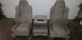 99 -08 FORD F250 F350 F450 FRONT TAN CLOTH MANUAL SEATS CENTER CONSOLE JUMP SEAT