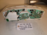 92-95 HONDA CIVIC EX AUTO INSTRUMENT CLUSTER GUAGE SPEEDOMETER HR-0163-004 279K MILES